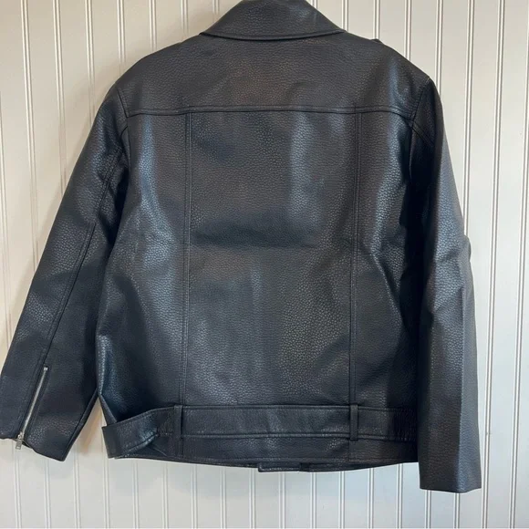 Rumored sumo moto Black Textured Jacket faux leather women size small nwt
